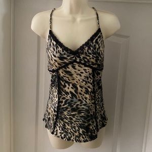 Lucky Brand Camisole Cheetah Print Braided Straps Medium